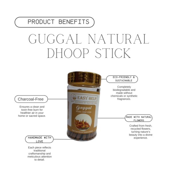 Guggal Dhoop Sticks – Handcrafted, Charcoal-Free, Natural Flower Aroma for Meditation & Rituals