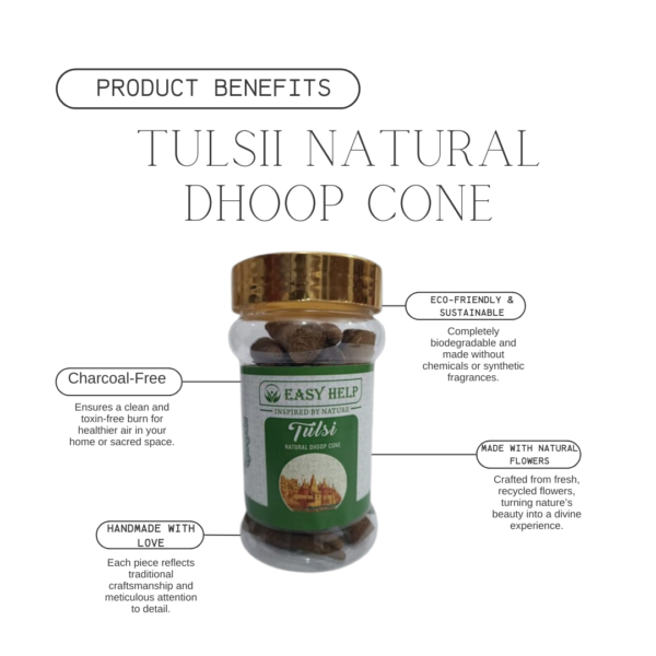 Tulsi Cone Dhoop – Eco-Friendly, Handcrafted with Natural Flowers, Charcoal-Free