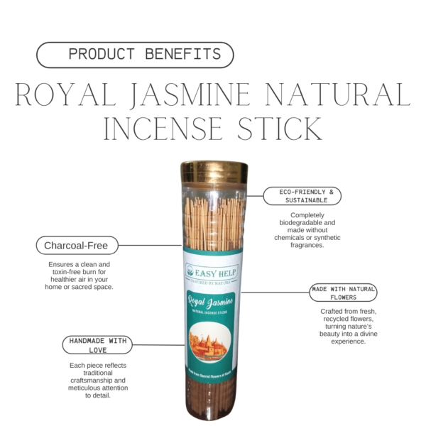 Royal Jasmine Incense Sticks – Handcrafted, Charcoal-Free, Made with Real Flowers
