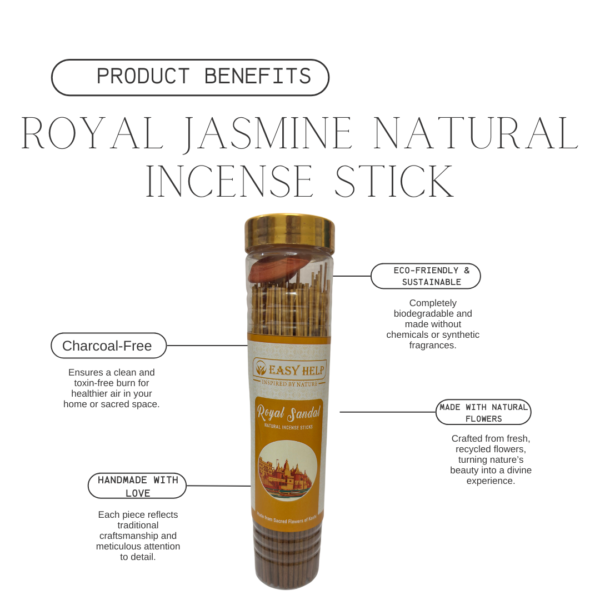 Royal Sandal Incense Sticks – Handcrafted, Charcoal-Free, Made with Real Flowers